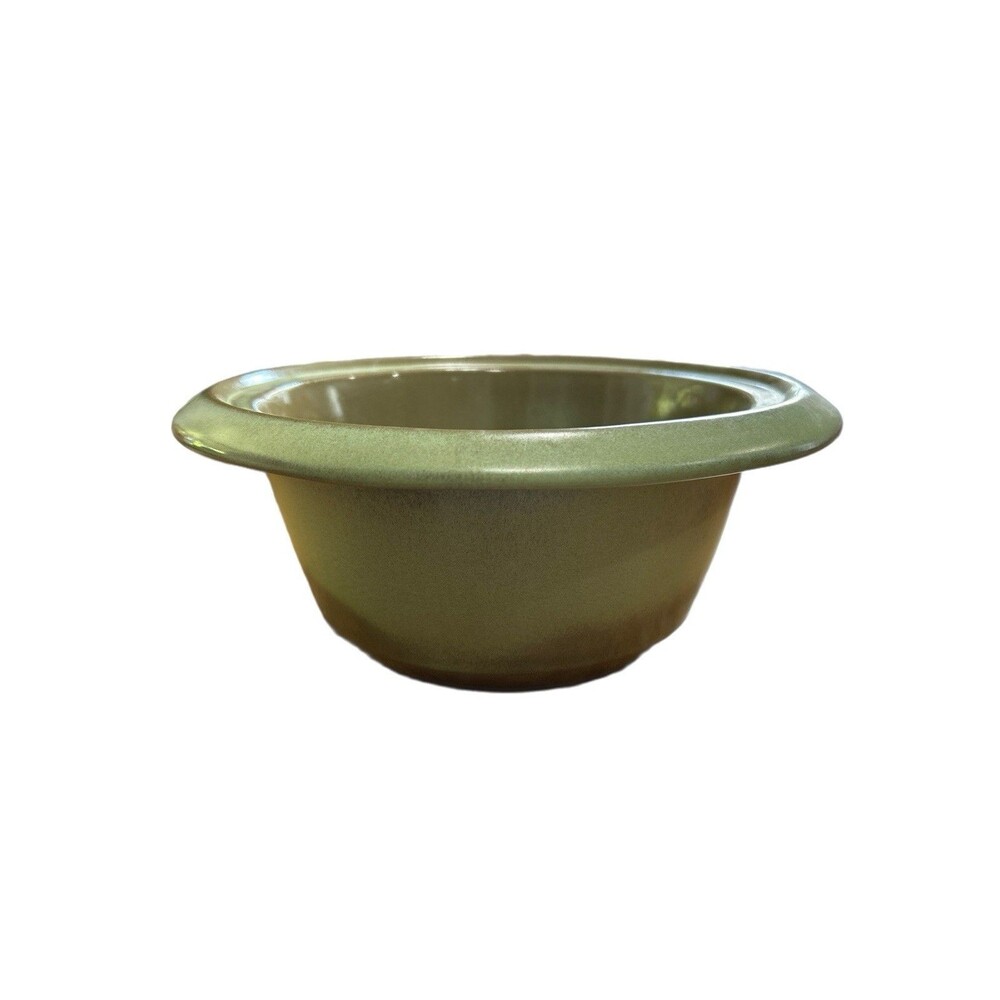 Frankoma Pottery 6V Round Serving Bowl Prairie Green Brown Glaze USA